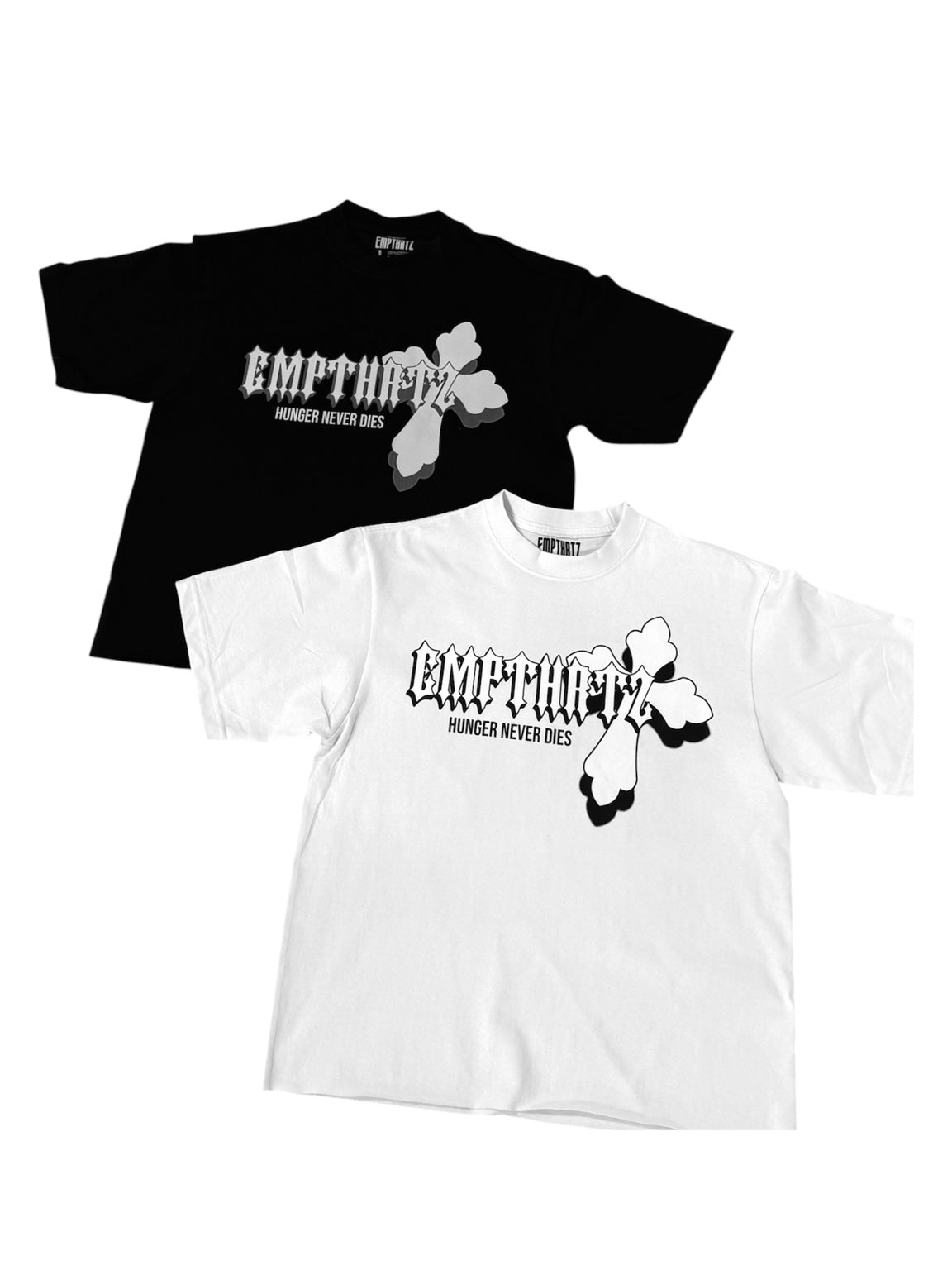 EMPTHRTZ “Hunger Never Dies” Heavyweight Tee (Black/White)